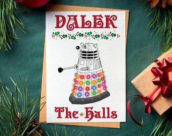 Dalek Doctor Who, Whovian Christmas Greeting Card VERSION 2 - 5x7- Editable Download