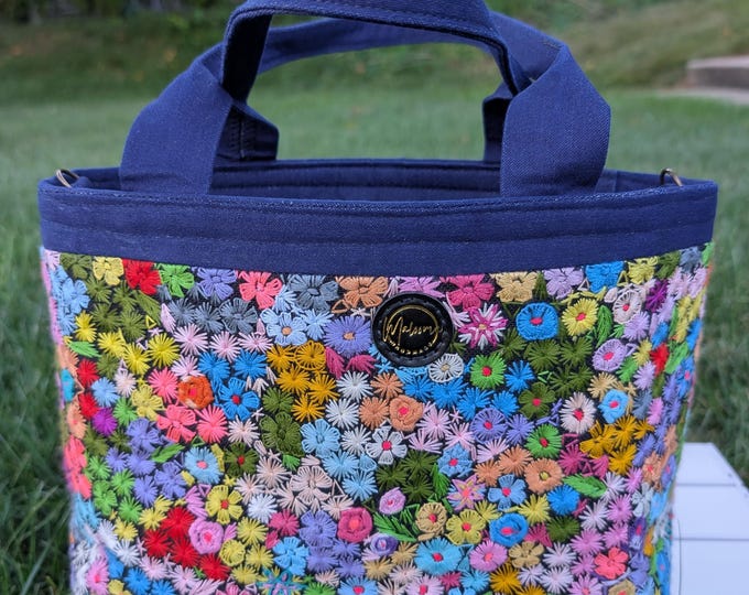 One-Of-a Kind bag/Spring Flowers Field/ EE Green