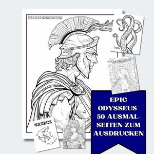 Páginas para colorear de Odiseo Épico, Libro para colorear musical para imprimir, Mitología griega, Zeus, Poseidón, Descarga digital, Libro para colorear para adultos