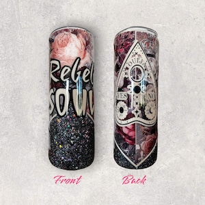 Planche Ouija Rebel Soul 20 oz en acier inoxydable / gobelet en planche ouija / gobelet fleur vintage 20 oz / gobelet époxy / gobelet à paillettes