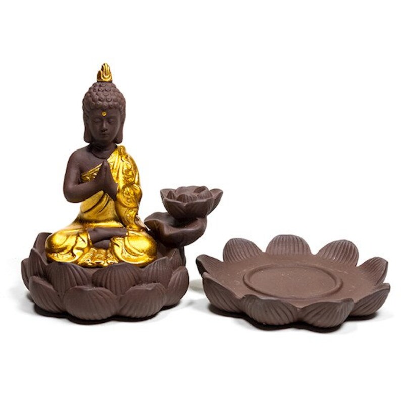 Stick Incense Fountain and Backflow Cone with Buddha and separate cup image 4