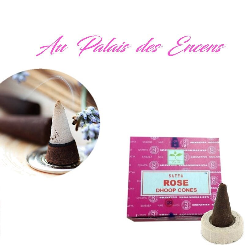 12 Cônes Encens Satya Rose + Porte Cône d'encens Pour Vos Séances de Méditation , Relaxation Chasser