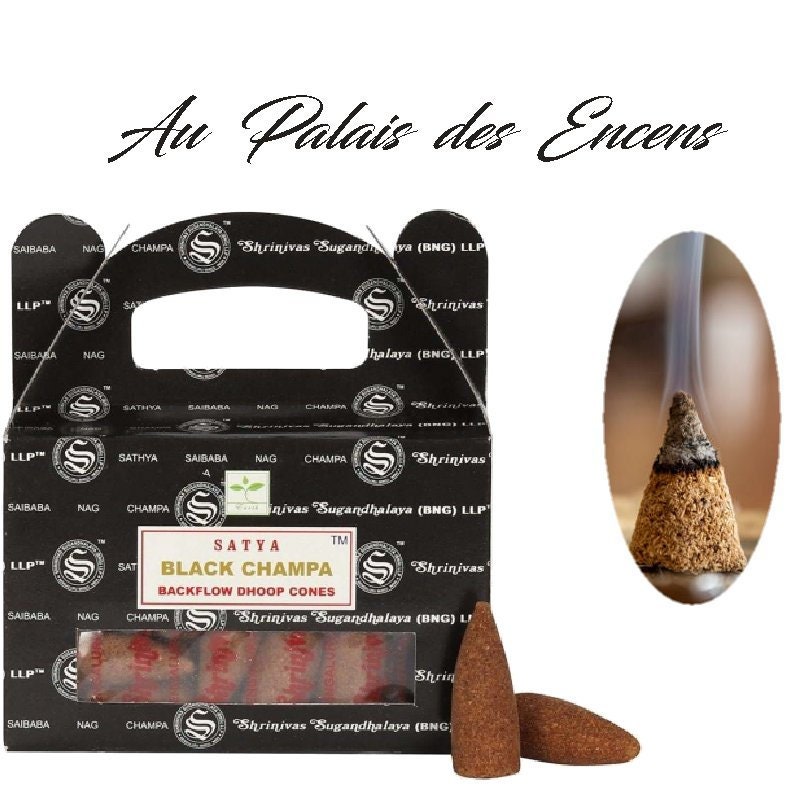 24 Cônes Encens à Refoulement Satya Black Champa Pour Vos Séances de Méditation , Relaxation Chasser