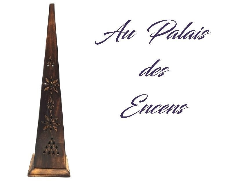 Porte Encens Baton et Cone Forme Tour en Pyramide Bois avec Motifs