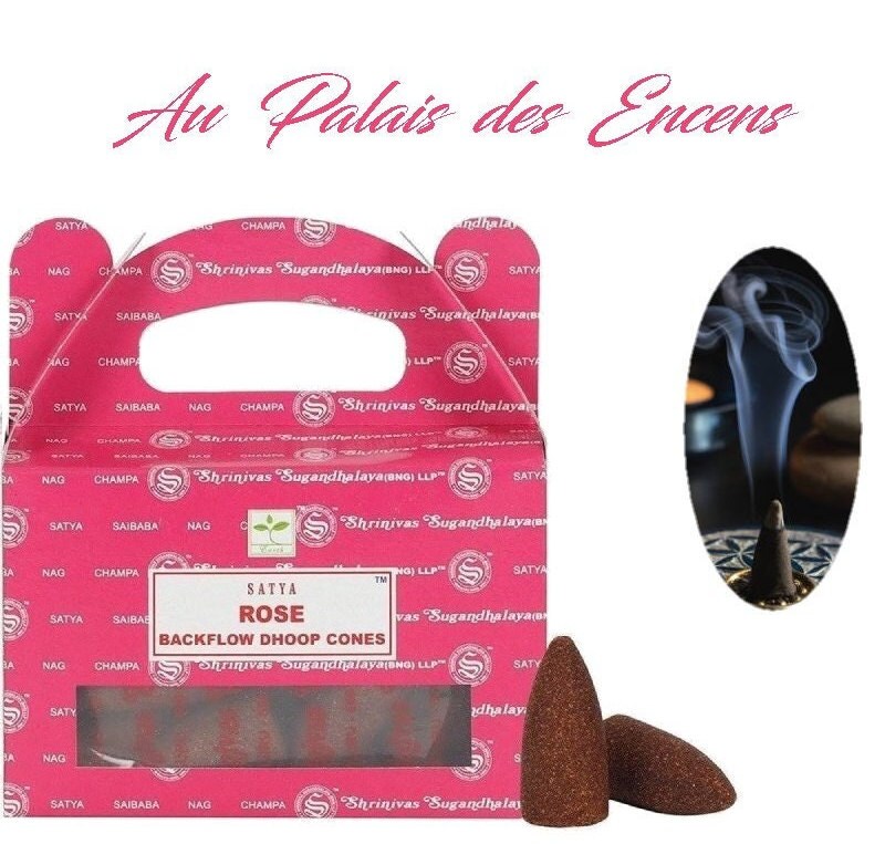 24 Cônes Encens à Refoulement Satya Rose Pour Vos Séances de Méditation , Relaxation Chasser Les Éne