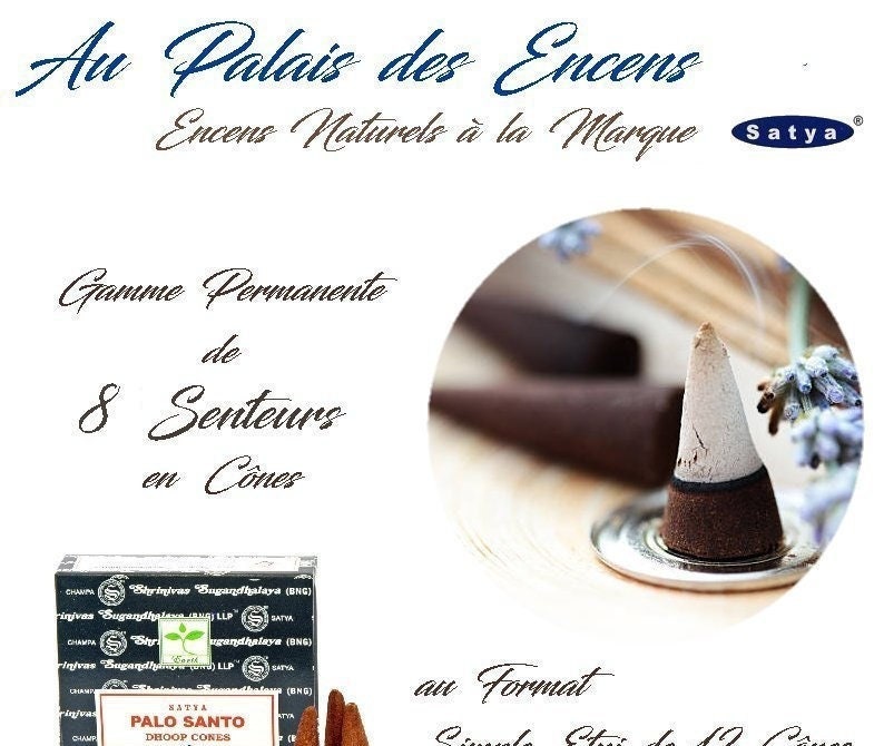 Gamme Permanente de 8 Senteurs Differents Encens Satya 12 Cones Pour Seances Meditation , Relaxation