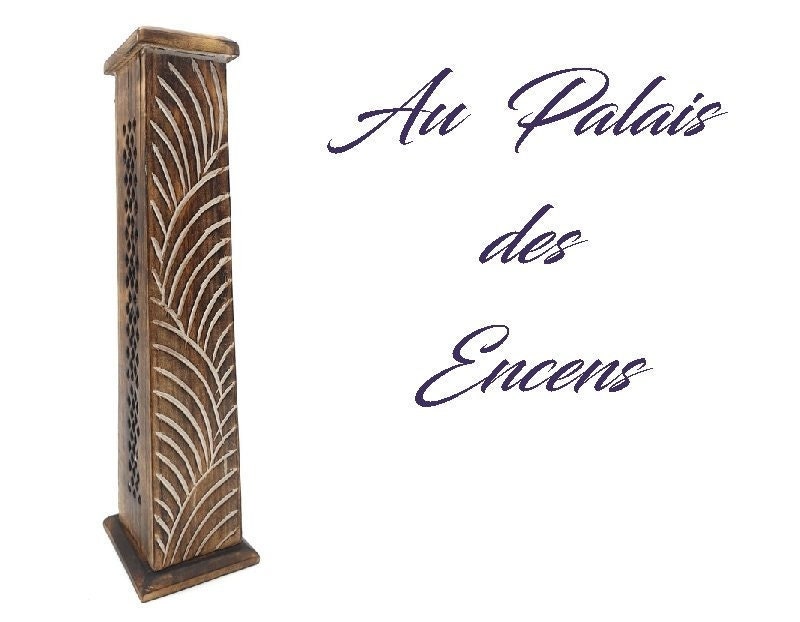 Porte Encens Baton et Cone Forme Colonne Tour en Bois avec Motifs