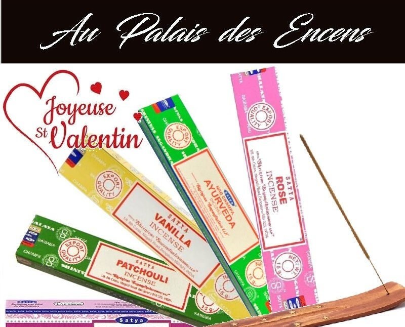 Cadeau St Valentin Lot 5 Etuis Encens Batons Satya | For You + Patchouli Vanille Ayurveda Rose 1 Por