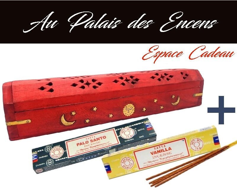 Idée Cadeau Coffret Porte Encens Bâtons + 2 Étuis d' Satya Palo Santo & Vanille