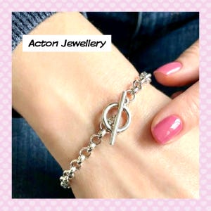 Silver T-Bar Bracelet Waterproof Anti Tarnish - extra long 9" - can shorten or pls message for a longer length