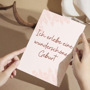 Affirmationskarten Geburtsvorbereitung, Boho Hypnobirthing Karten mit positiven Glaubenssätzen inkl. Echtholz-Staffelei