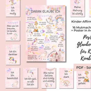 Glaubenssätze für Kinder, Affirmationskarten und Affirmationsposter Kinderzimmer, Bündel zum Sofortdruck, digitaler Download (PDF und PNG)