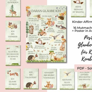 Affirmationskarten + Affirmationsposter für Kinder im Spar-Set, 16 Glaubenssätze für Kinder, Bündel zum Sofortdruck, digitaler Download