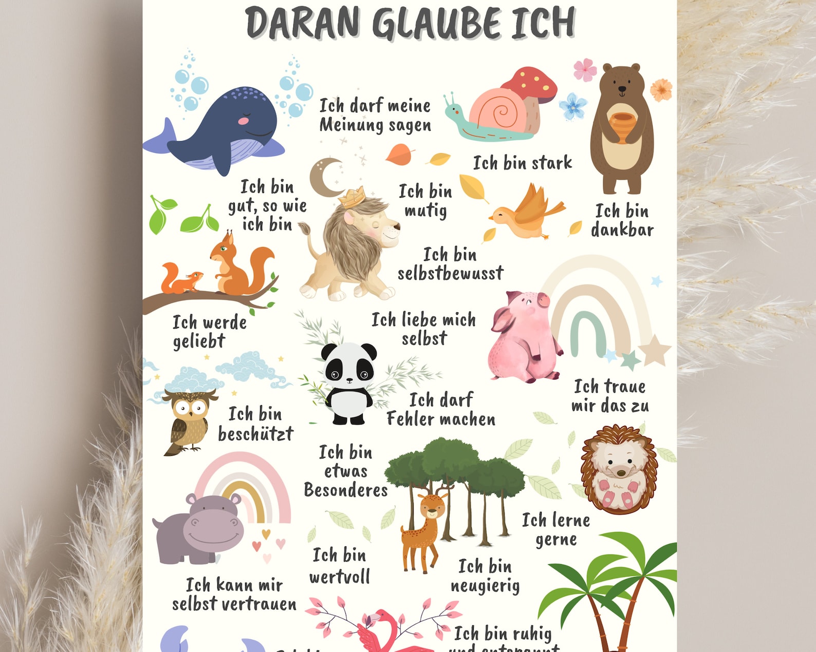 Mutmach Poster, Affirmationen für Kinder, Dekoration Kinderzimmer
