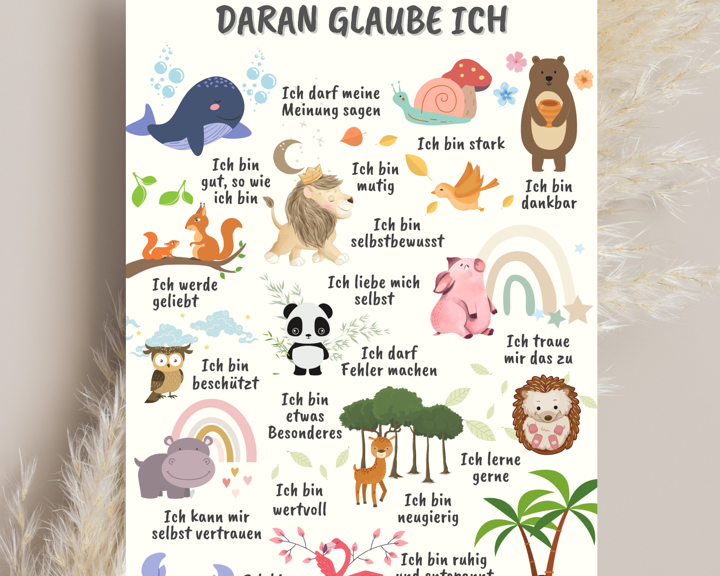 Mutmach Poster, Affirmationen für Kinder, Dekoration Kinderzimmer