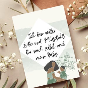 Wochenbett Affirmationen, 20 Glaubenssätze für Mamas nach der Geburt, Postpartum Karten