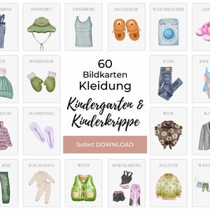 Bildkarten Kleidung, Morgenkreis Lernkarten Anziehsachen Flashcards Kita & Kinderkrippe Montessori-Karten (Eigendruck, PDF und Bilddateien)
