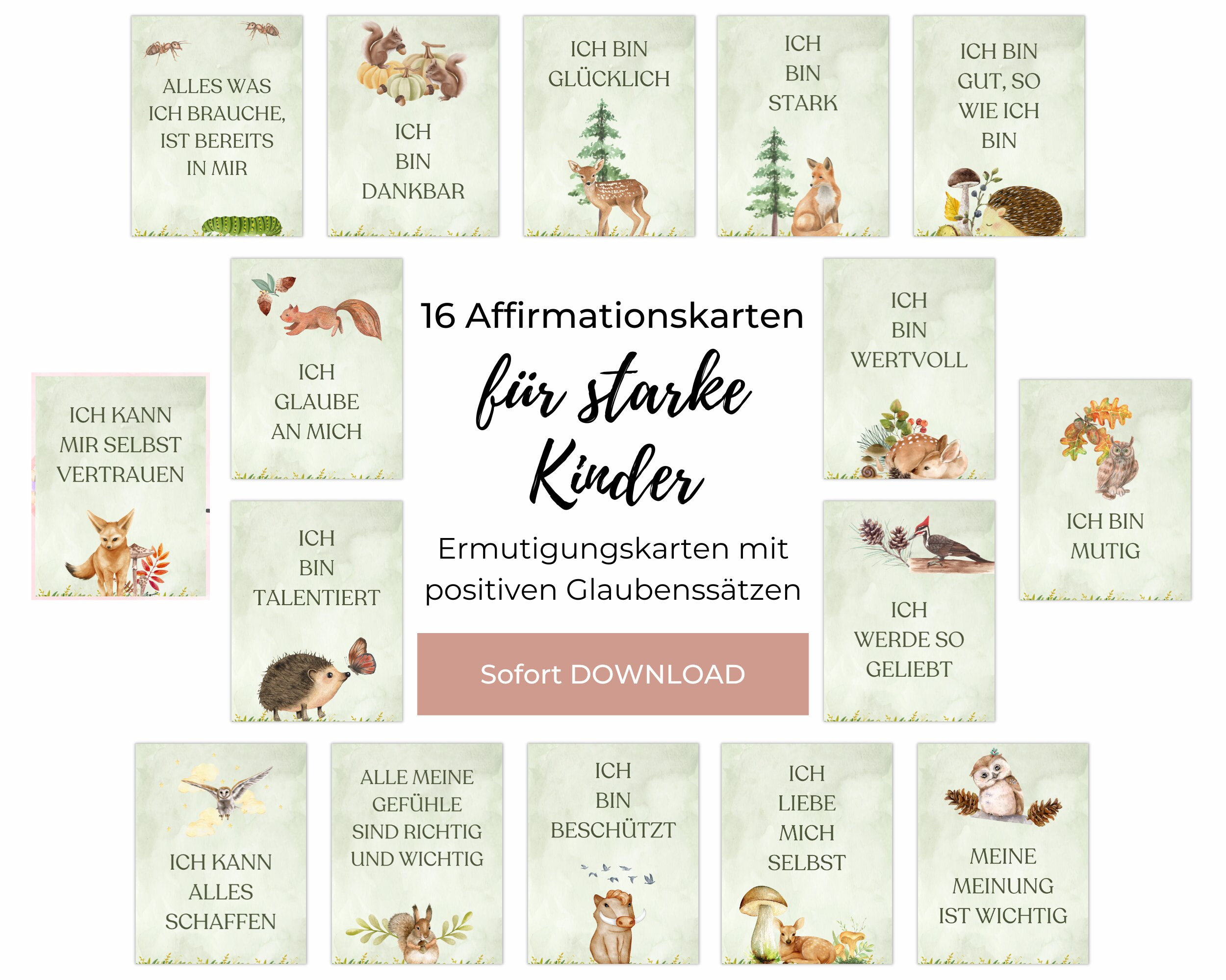 Affirmationskarten Kinder zum selber drucken, Achtsamkeitskarten ...