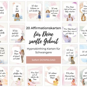 Affirmationskarten Geburt, 20 Hypnobirthing Karten, Positiven Glaubenssätzen für Schwangere, Hebammen und Doulas Bild 1