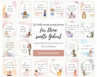 Affirmationskarten Geburt, 20 Hypnobirthing Karten, Positiven Glaubenssätzen für Schwangere, Hebammen und Doulas