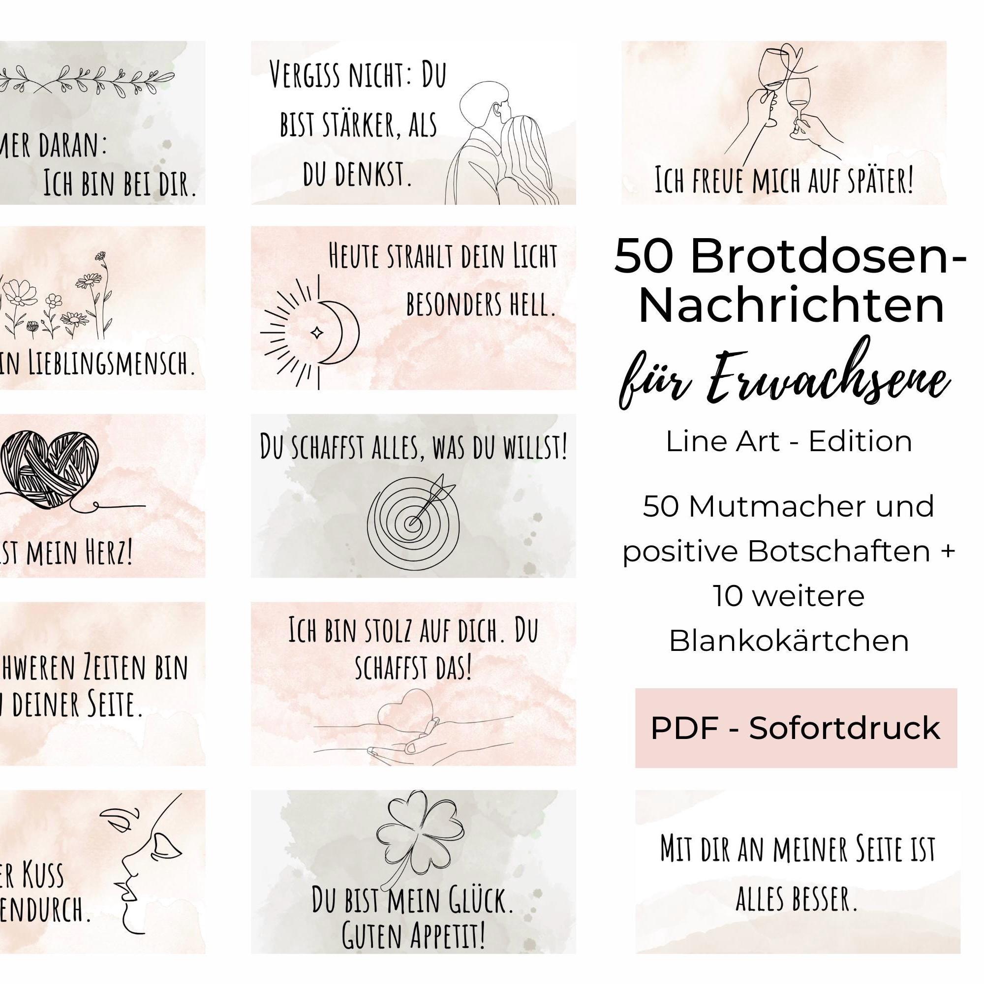 Brotbox Nachrichten an Partner, 50 Aufmerksamkeiten Für Erwachsene, Kleine  Liebesbotschaften an Freund Oder Freundin, PDF (sofortdruck) - Etsy, image size:2000x2000