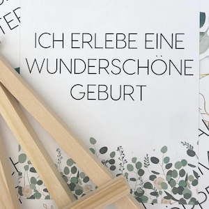 Affirmationskarten Schwangerschaft, Hypnobirthing Sätze zur Geburtsvorbereitung Eukalyptus Design, Geschenk Schwangerschaft