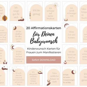 Affirmationskarten Kinderwunsch, Manifestation Schwangerschaft, Unterstützung bei unerfülltem Kinderwunsch mit 20 positiven Glaubenssätzen
