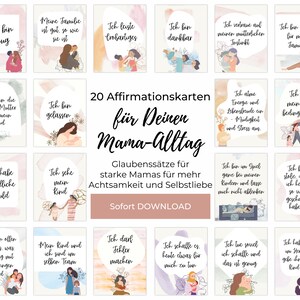 Mama Affirmationskarten PDF zum Direktdruck, Achtsames Geschenk an Mama, Achtsamkeit und Dankbarkeit im Alltag mit Kindern stärken