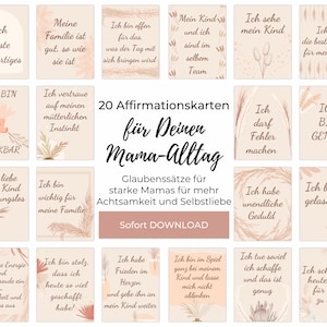 Mama Affirmationskarten PDF zum Direktdruck, Achtsames Geschenk an Mama, Achtsamkeit und Dankbarkeit im Alltag mit Kindern stärken