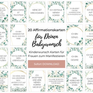 Kinderwunsch Postkarten mit Baby-Affirmationen für die Kinderwunschzeit, Positive Glaubenssätze Fruchtbarkeit