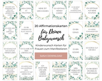 Kinderwunsch Postkarten mit Baby-Affirmationen für die Kinderwunschzeit, Positive Glaubenssätze Fruchtbarkeit