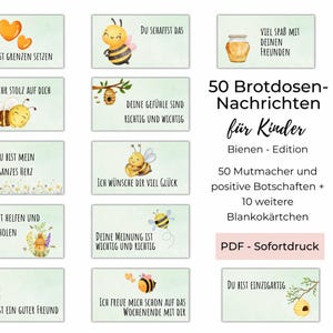 Brotdosen Botschaften für Kinder mit positiven Affirmationen und Glaubenssätzen - Bienenedition, Mutmacher Lunchbox, Sofortdruck zu Hause
