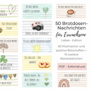Brotdosennachrichten für Erwachsene, Brotbox Botschaften an Partner, Lunchbox-Liebe, Glücksbringer für unterwegs, Sofortdruck zu Hause