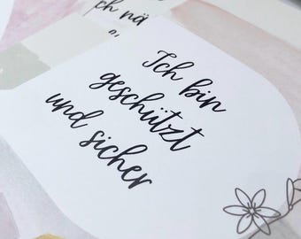 Affirmationskarten Schwangerschaft, 20 Hypnobirthing Karten zur Geburtsvorbereitung inkl. Echtholz-Staffelei