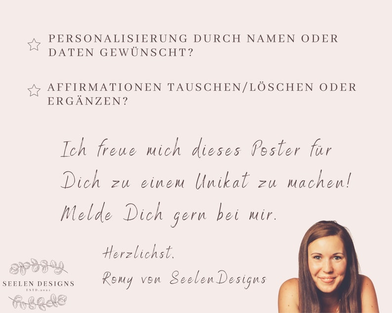 Poster mit Affirmationen für Schwangere, Hebammen und Doulas, Hypnobirthing, Positive Glaubenssätze sanfte Geburt Bild 2