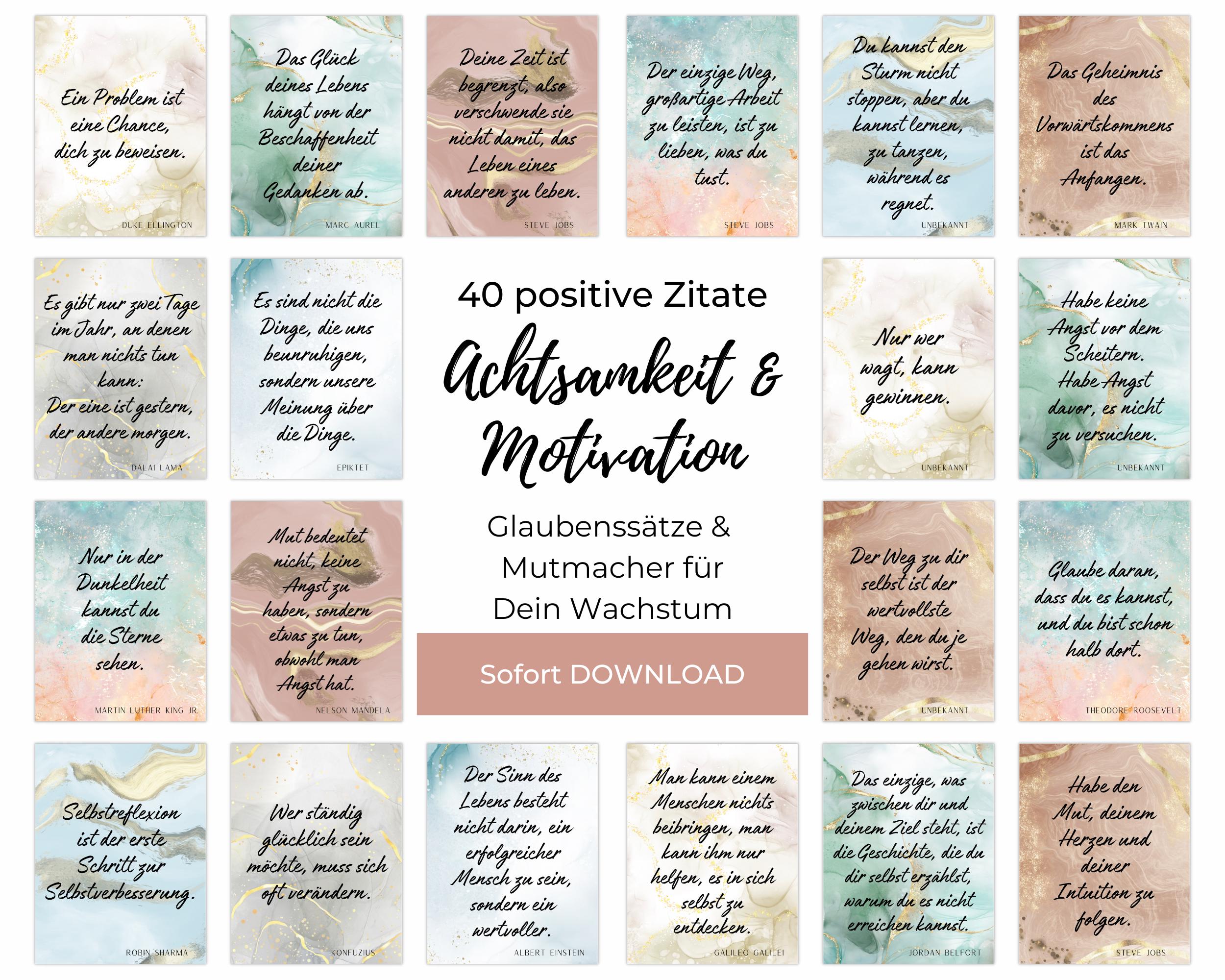 40 Positive Zitate Sprüche Zum Ausdrucken, Mutmacher \u0026 Positive  Glaubenssätze Für Einen Achtsamen Alltag - Sofort Download  (pdf+bilddateien) - Etsy, image size:2500x2000