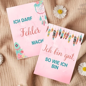 Affirmationskarten Kinder Glaubenssätze Set, 18 Mutmacher Schüler mit positiven Botschaften und kindgerechten Affirmationen, Geschenk Schule