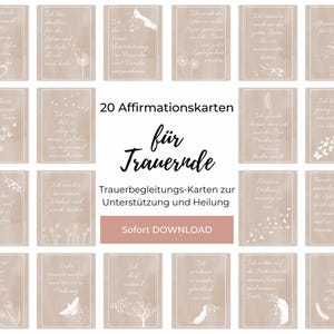 Affirmationskarten Trauerbegleitung, 20 Karten für Trauernde für die tägliche Affirmation nach einem Verlust, Seelentröster Trauerfall