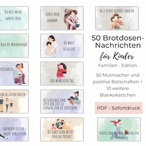 Positive Affirmationen für die Brotdose, Kinder Brotbox Nachrichten - Familienedition, Mutmacher Lunchbox, Sofortdruck zu Hause