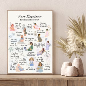 Poster mit Affirmationen für Schwangere, Hebammen und Doulas, Hypnobirthing, Positive Glaubenssätze sanfte Geburt Bild 5