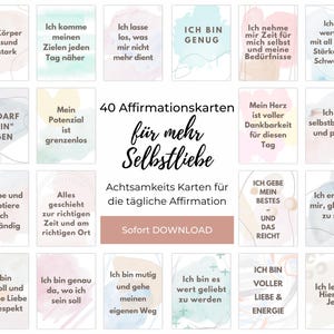 Affirmationskarten Selbstliebe,  40 positive Glaubenssätze für mehr Gelassenheit und Zufriedenheit, Achtsamkeitskarten für Erwachsene