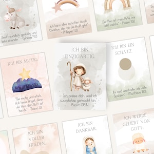 30 Christliche Affirmationskarten Kinder Bibelverse mit mutmachenden und positiven Affirmationen, christliche Ermutigungskarten inkl.Versand