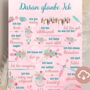 Affirmationsposter Jugendliche und Teeanager Deko Kinderzimmer mit positiven Glaubenssätzen als Sofort Download