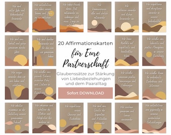 Achtsamkeitsübung Partnerschaft, Positive Glaubenssätze für die Partnerschaft, 20 Botschaften für die tägliche Affirmation als Liebespaar
