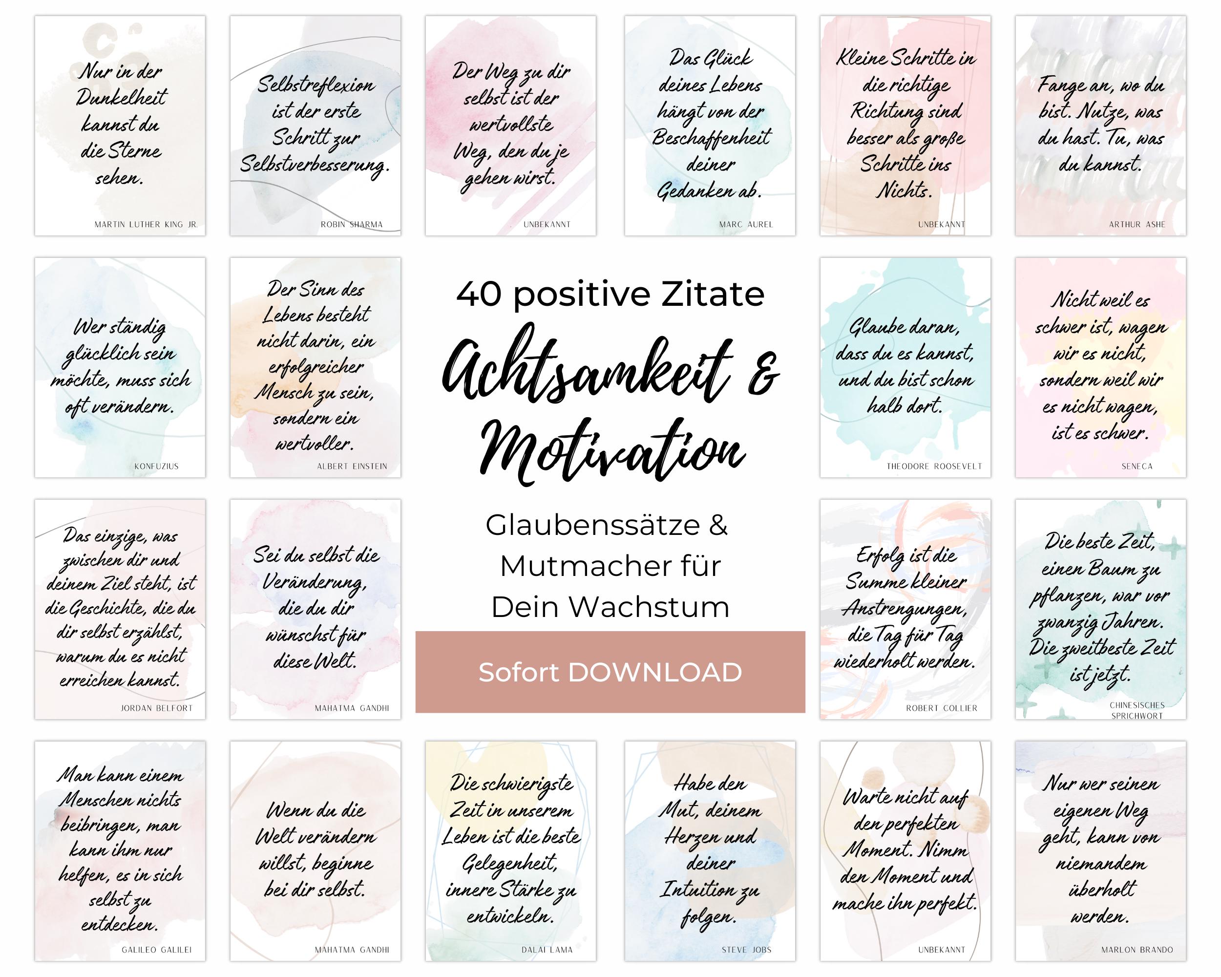 40 Positive Sprüche Zum Ausdrucken, Sammlung Positive Zitate Motivation Und  Achtsamkeit Im Alltag - Sofort Download (pdf+bilddateien) - Etsy, image size:2500x2000