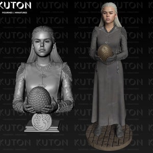 Rhaenyra Targaryen | Figurine| Bust l 3D Printed 4K | 75mm/120mm| D&D