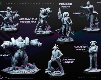 WarGaming| Sci-Fi UFO Galactic Intelligence Agency-Agents |3D Printed 4K | 32mm/75mm | D&D