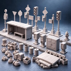Urban Terrain-paket | 3D-utskrivet 14K | 32 mm/28 mm HO-skala | D&D