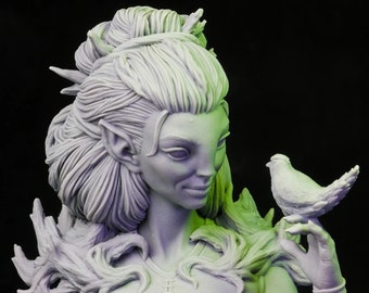 Chica del bosque / Busto / Impreso en 3D 8K / 32 mm/72 mm/120 mm / D&D