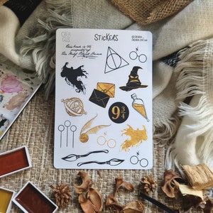 Adesivos Harry Potter Chapéu Seletor Pomo de Ouro para decorar seu diário de marcadores planejador feliz